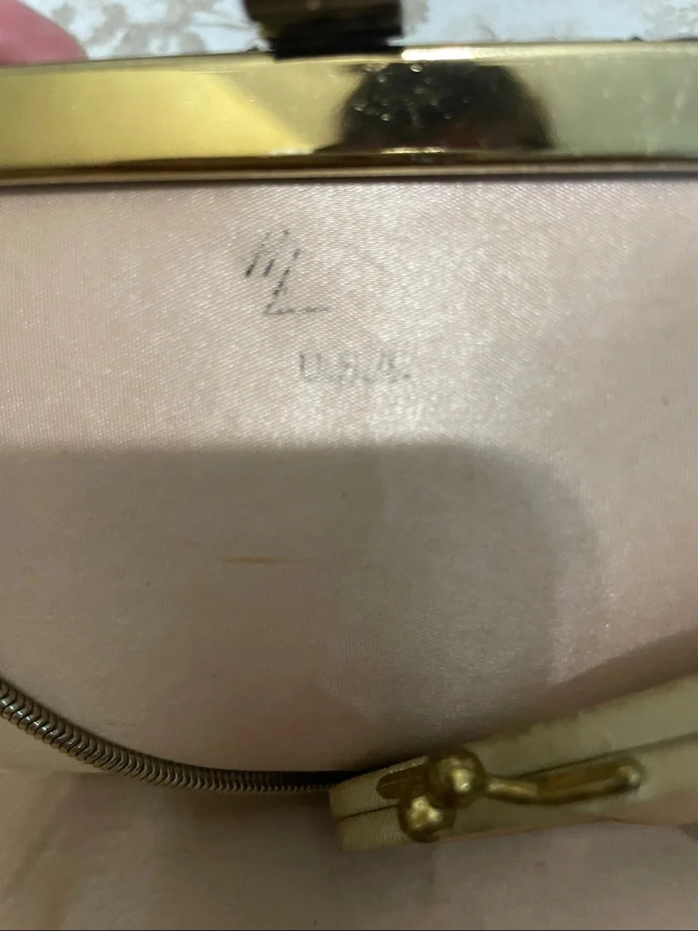Vintage 1950s Harry Levine Black Evening Clutch with Gold Frame and Chain